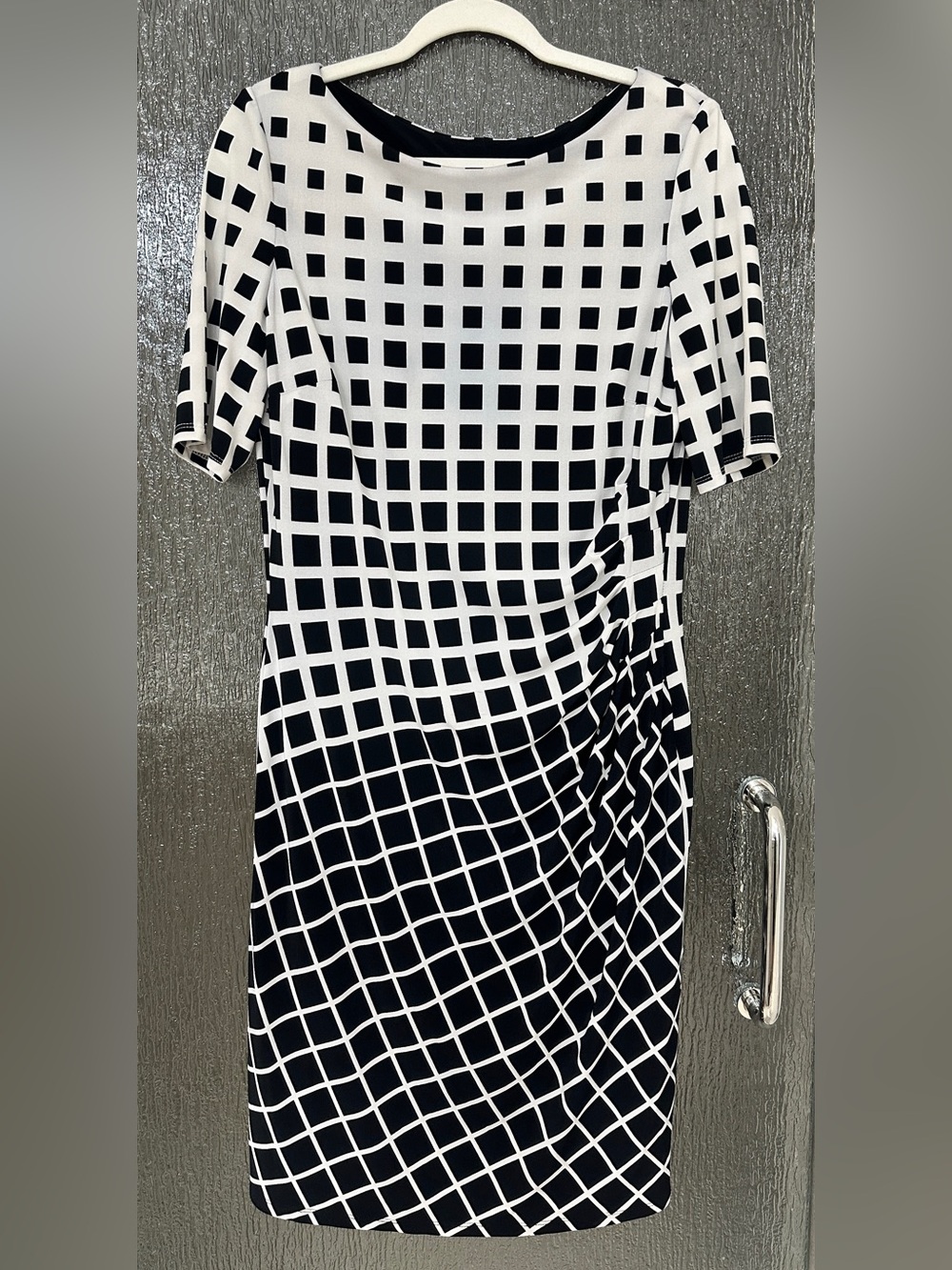 Anne Klein Black and White Grid Midi Dress